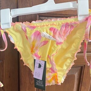 Wild Fable Floral yellow and pink XXS string bikini bottoms